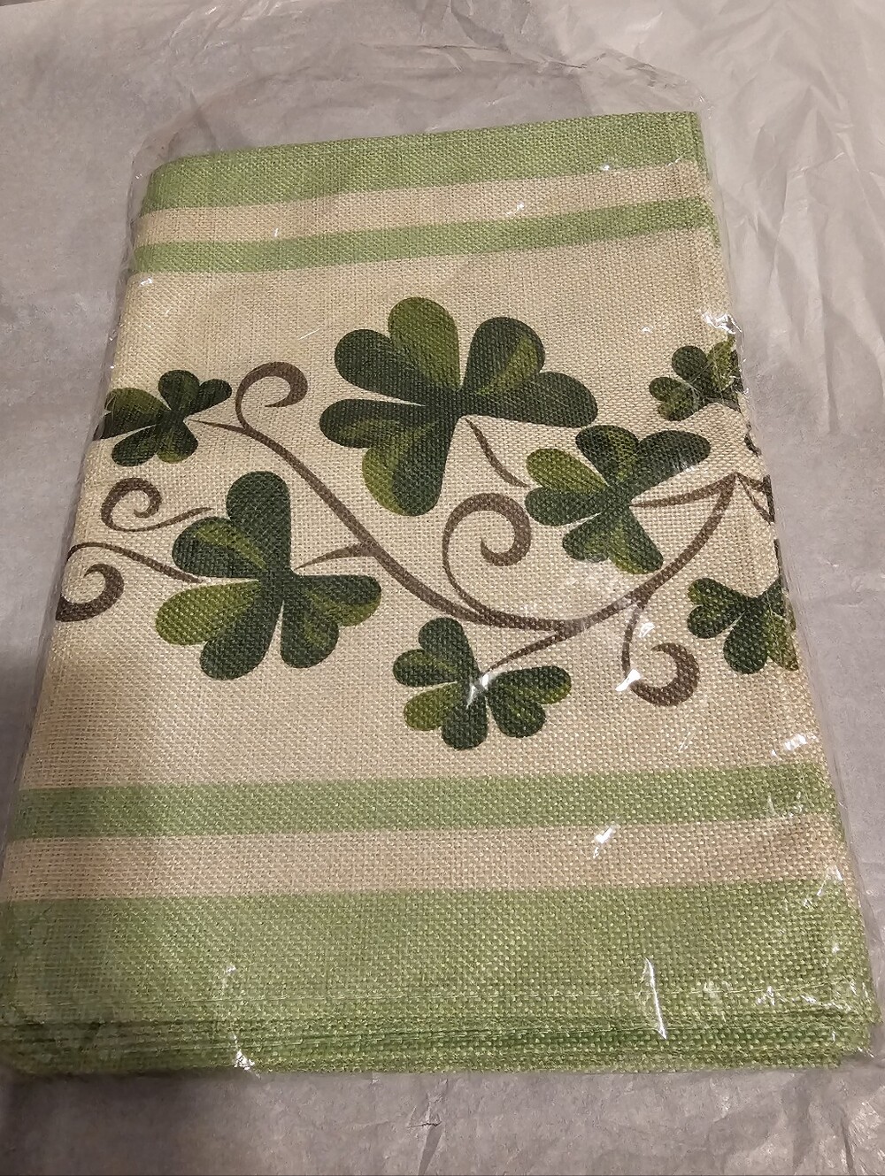 Shamrock New Table Runners with striped borders, 107 in Long, 12 in Wide
